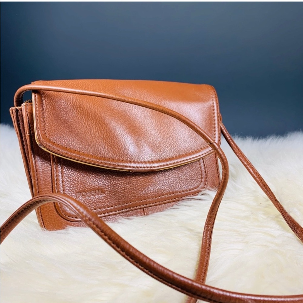 Fossil Tan Leather Crossbody Bag Small